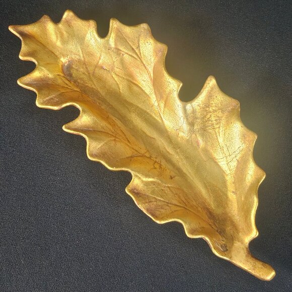 Rare 60s Freeman McFarland CA. Potteries Gold Maple Leaf Tray. #766 U.S.A. - Picture 1 of 7